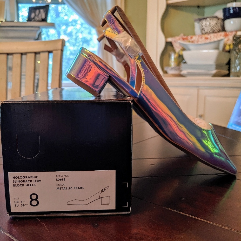 J Crew Holographic Slingback Block Heels - Picture 2 of 4